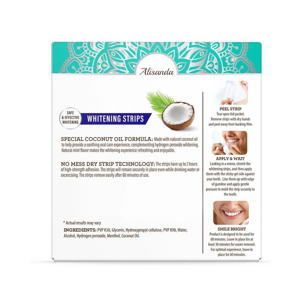 Alisanda Teeth Whitening Strips - 7-Day Treatment with Non-Slip, Dry Strip Technology - Whitening Designed with Care for a Brighter Smile