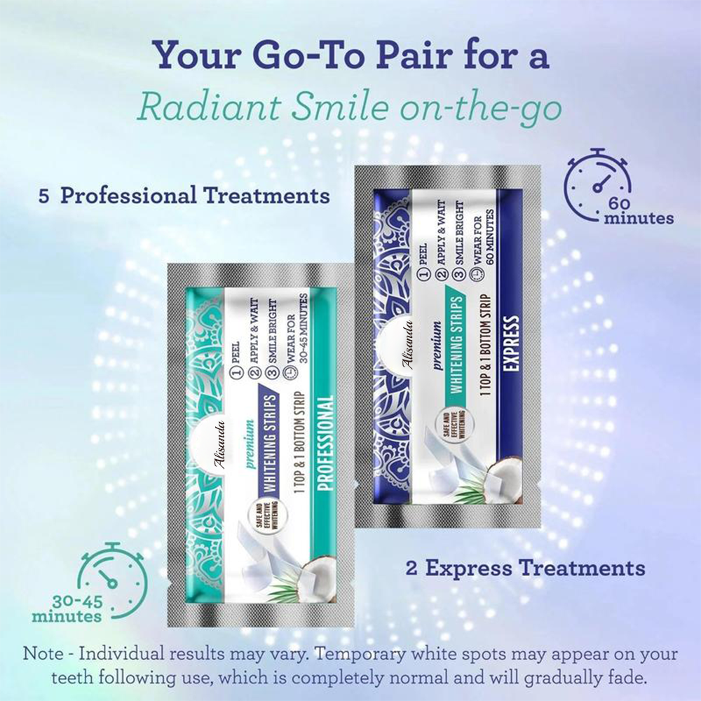 Alisanda Teeth Whitening Strips - 7-Day Treatment with Non-Slip, Dry Strip Technology - Whitening Designed with Care for a Brighter Smile