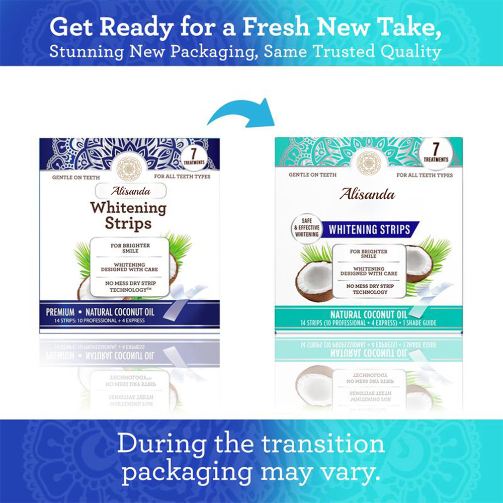 Alisanda Teeth Whitening Strips - 7-Day Treatment with Non-Slip, Dry Strip Technology - Whitening Designed with Care for a Brighter Smile