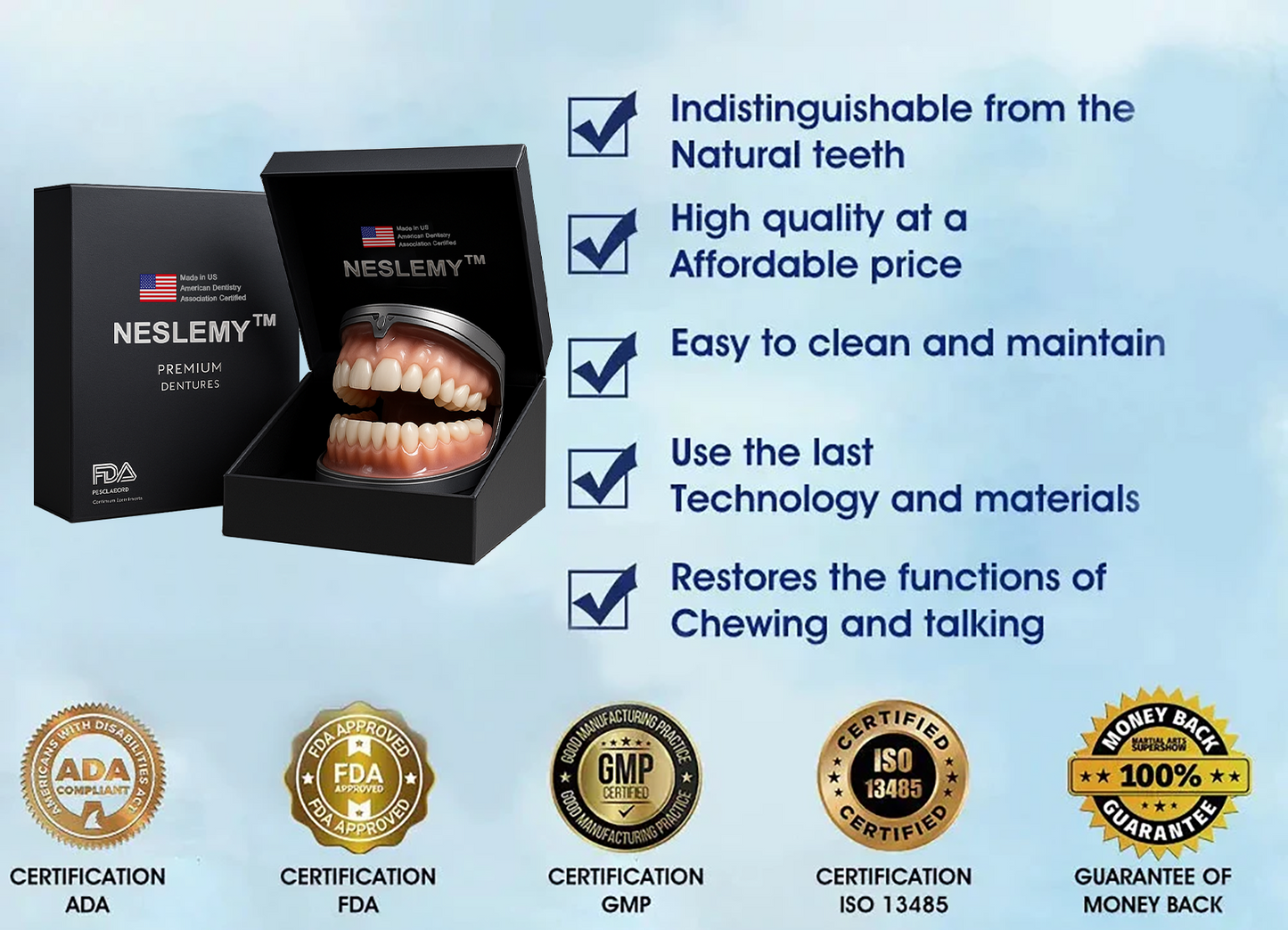 ✅ FDA Certified ✅ Recommended by U.S. Dentists | So comfortable, you’ll forget you’re even wearing dentures!